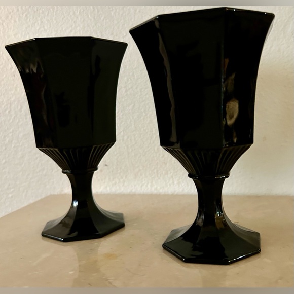 2 Independence Glass Co. octagon black goblets. 4 5/8” - Picture 10 of 12
